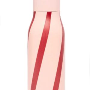Garrafa Isotérmica Rosa c/ Riscas Vermelhas 500ml
